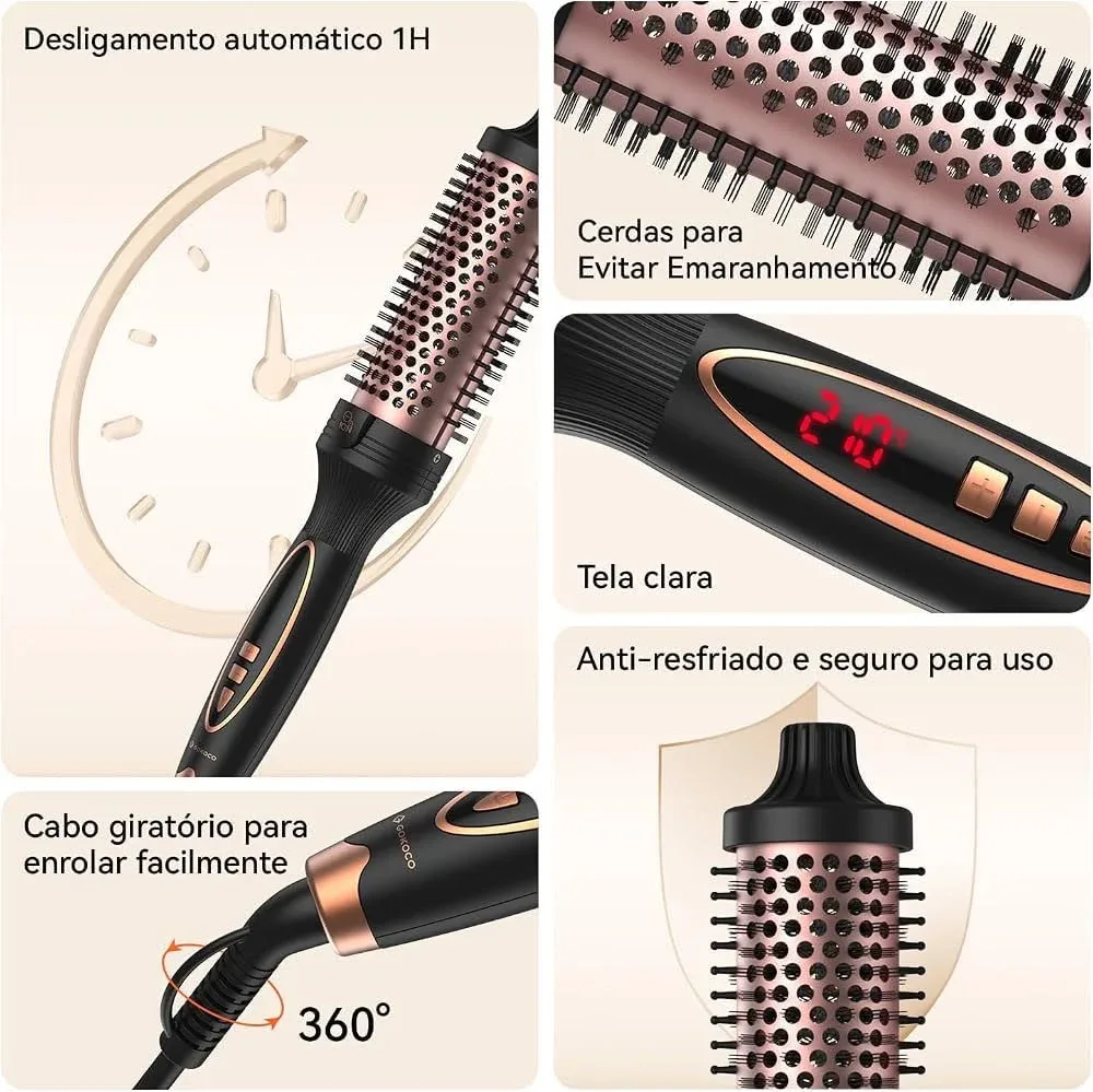 Desligamento automático, cerdas antiemaranhamento, tela clara e cabo giratório 360°